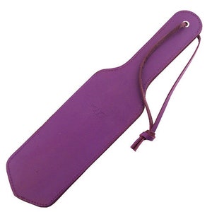 Purple Double sided leather spanking paddle BDSM Paddle 13 long and 3  wide.