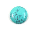 Pornhint 25mm Synthetic Blue Green turquoise round flatback gemstone cab cabochon
