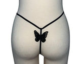 Pornhint Black High Waist Butterfly Thong, Sexy and Exotic, Stretchy, Dainty, Stylish, Hi-Rise G-String, 90s Fashion, Vintage, Tanga