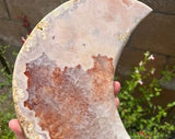 Luna de cristal de cuarzo amatista rosa brasileña. Rosa, Púrpura, Rojo, Cuarzo