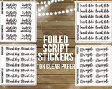 Pornhint Foiled Script Stickers on CLEAR paper for use in Planner