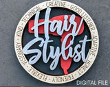 Hair Stylist svg, Hairdresser ornament svg file, Car charm or ornament digital file, Cut and score Digital Download Made for Glowforge,
