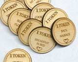 Love Tokens x10, Boyfriend, Girlfriend, Husband, Wife, Partner, wooden voucher
