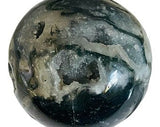 Pornhint Moss Agate Druzy Quartz Crystal Meditation Sphere | 62mm | Green/White | 1 |