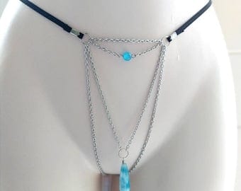 340px x 270px - Open G-string chain with drop Exciter Blue Chalcedony Stone, Crotchless  Lingerie, Sexy Exotic Slave Intimate underwear, Adult BDSM sex toys |  Pornhint