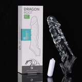 Pornhint Reusable Penis Sleeve with Vibrator Penis Ring 8.6 Inch Clear Cock Ring Extender Soft Dick Enlarger for Couples Reusable Condoms