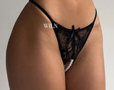 Pornhint VIEW Crotchless Panties Pearl Sexy G-String ¥ Uncensored Pearl Thong Panties ¥ Clitoral Stimulating Micro String Beads ¥ Erotic Gift for Her