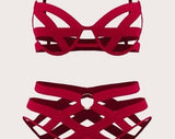 WomenÕs Cut Out Chain Detail Strap Harness Style Underwire Lingerie Set Plus Size