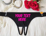 Your Text On Panties, Crotchess Thong, Custom Personalized Panties, Sexy Hot Wife Lingerie, Micro Thong, Fetish Lingerie, Sexy Open Crotch