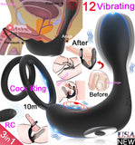 Vibrating Male Prostate Massager Cock Ring Anal Plug Dildo Vibra