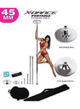 X Dance Professional Dance Pole Fitness Exercise Spinning & Static Portable Stripper Pole 45mm, Height Adjustable 7 FT to 9 FT (Silver)