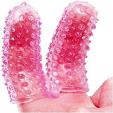Vibrator Finger Sleeves Dildo Vibrator G Spot Clinical Finger Sleeves Soft Jelly Couples Sex Toys Clit women adult sex toys (Pink)