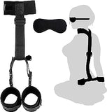 BDSM Bondage Kit Adult Restraints Sex Toys, Neck to Wrist Adjustable Bondage Gear & Accessories, Behind Back Handcuffs Collar with Blindfold Bed Straps Restraints Sex Ropes for Couples