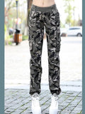 Womens Workout Camouflage Military Harem Cargo Jeans Pants Denim Overalls Beam Baggy Pant Ladies Loose Multi-pocket Trousers