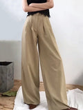 TWOTWINSTYLE Casual Wide Leg Pants Female High Waist Trousers with Pockets Women Fashion New 2023 Spring Summer New Large Sizes