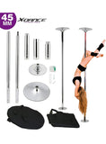 X-Dance Portable 45mm Dancing Pole Kit Fitness Stripper Static Spinning Dance Exercise Training with Portable Bag Club Home (Chrome)