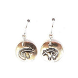 Sterling bear spiral spirit line earrings, bear fetish jewelry, archeology gift, petroglyph accessory, rock art jewelry