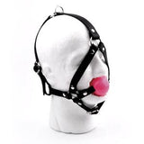 Handcrafted Deluxe Ballgag Black Leather Head Harness Trainer Bondage BDSM Ball Gag top quality Mercy Industries Ga15BPnk