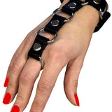 Terginum BDSM Fetish Punk Gothic Bracelet with Ring Leather Bracelet Hand Chain Hand Jewelry Ankle Bracelet Fetish Real Leather Bracelet