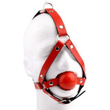 Red Bondage BDSM Ball gag ballgag hand made leather hear harness inescapable restraint Ga15ARdRd