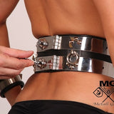 Waist shackle O Ring Belt stainless steel BDSM waist cincher lockable jewelry