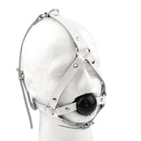 Bondage Ballgag ball gag bdsm PURE WHITE head harness premium hand made quality ddlg inescapable Ga15WhBlk