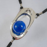 Excitador de clítoris plateado para mujer, joyería estimuladora de clítoris con Tanga azul Orb