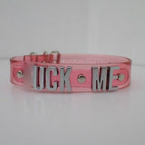 transparent pink pvc fetish collar 24mm wide with 18mm letters not lockable