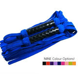 Suede Florentine Flogger Set - Pair of Two Matching Double Floggers - Black Braided Handle with Your Choice of Tail Colour