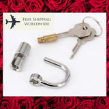 Chastity Cage Male Stainless Steel D-Ring PA Lock 4mm-5mm Glans Piercing Male Chastity Device Slave Penis Harness Restraint Leashes Fitting