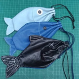 Hand Made Genuine Leather Fish Dice Bag Gothic Fetish Leather Alternative Accessories Hand Bag Goth Fashion Geeky Nerdy