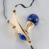 Women's Gold G-String Clitoral Jewelry With Blue Acrylic Stimulator