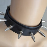 WORSHIP ME_COLLAR Big Spike Studded Real Leather BDSM Submissive Bondage Slave Collar Fetish Party Festival Pride Pet Play Grunge Goth