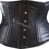 Women Leather Underbust Corset Genuine Double Steel Boned Under Bust Waist Trainer Leather Extreme Corset Hi-86
