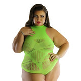 US Size 2-28/S-6XL,Black Lime, Swimming Suit Plus Size Fishnet Bodysuit Faux Lace BBW Curve Lady Daily Fashion Catsuit Lingerie