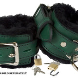 Wrist Cuffs Green Set with Black Faux Fur Lining Leather BDSM Wrist Cuffs, Leather Bondage handcuffs, Bondage Gear, Valentine's Day Gift