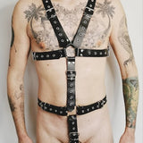 Submissive  harness  chest with penis ring fetish bondage BDSM men Gay  Genuine leather