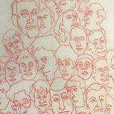 OUR HUMAN MASKS  Red Multi-Faces, Pen and ink drawing suitable for framing and wall hanging;  the Original piece. 9.5