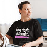 Date night t-shirt. Funny masturbation wand vibrator inappropriate sexual humor short sleeve shirt.