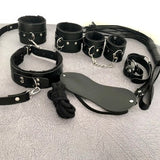 7 Pieces Bondage Kit Beginners BDSM Set Includes Handcuffs, Gag, Choker, Mask, Rope, Leash, Whip, Master Submissive Daddy