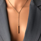 circle lariat bar Discreet public day collar Submissive rose gold stainless steel chain & infinity Y w/bar whip crop flogger pillar pendant