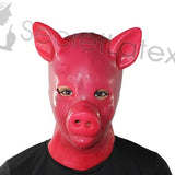 Red Latex Pig Hood Rubber Fetish Full Head Bondage Mask Zipper Piglet Custom holes