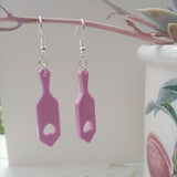 Light pink spank paddle earrings, BDSM kink acrylic jewellery