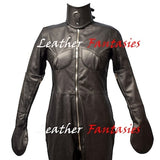Real Leather Women Body Suit Restricted Bondage Slave Costume with collar Glove / Catsuit with Face Mask & Mittens Theme Party Erotic Look