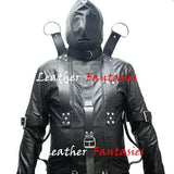 Genuine Leather Bondage Straitjacket BDSM Suspension Roleplay Straight Jacket With Hood