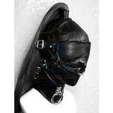 Women Genuine Leather Hood Muzzle with Removable Blindfold & neck collar BDSM Mask with Cover Leather BDSM without Hair No Hair Mistress