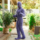 Hand Knitted Gray Mohair Catsuit with a balaclava, mittens and socks T679