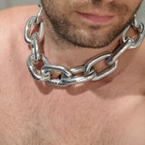 Collar Chain Silver Heavy steel. BDSM jewelry Accessories Gay Gimp Suit Sex Role Play Gay Erotic Sexy Master Bondage Puppy Adult Fetish outf