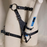 Wand vibrator harness for forced orgasm, edging, orgasm denial, etc. - custom sizing, made to order. (Mature)