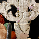 Zuni Fetish Carved Animal Bear in Rose Quartz and Lepiodlite necklace